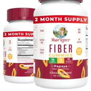 maryruth’s fiber gummies for adults | 2 month supply | sugar free | fiber gummies ages 4+ | prebiotic fiber supplement | gut health & digestion support | 3g soluble fiber per gummy | vegan | 60 count