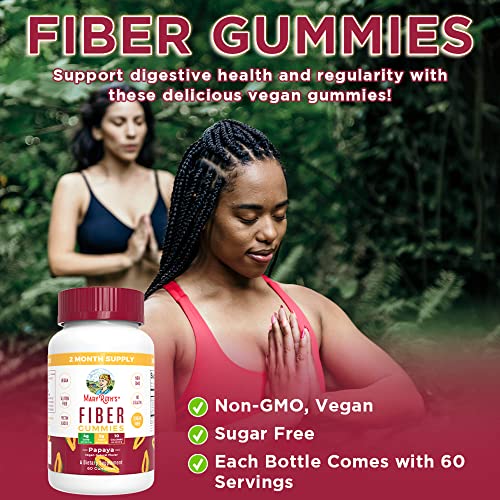 MaryRuth's Fiber Gummies for Adults | 2 Month Supply | Sugar Free | Fiber Gummies Ages 4+ | Prebiotic Fiber Supplement | Gut Health & Digestion Support | 3g Soluble Fiber per Gummy | Vegan | 60 Count