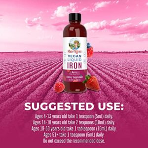 Iron Supplement for Women Men & Kids | Liquid Iron Supplement for Women Men & Kids | Iron Supplement for Iron Deficiency | Immune Support | Sugar Free | Vegan | Non-GMO | Gluten Free | 15.22 Fl Oz