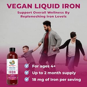 Iron Supplement for Women Men & Kids | Liquid Iron Supplement for Women Men & Kids | Iron Supplement for Iron Deficiency | Immune Support | Sugar Free | Vegan | Non-GMO | Gluten Free | 15.22 Fl Oz