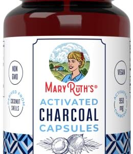 Activated Charcoal | Activated Charcoal Capsules | Supplement for Natural Detoxification | Alleviates Gas & Bloat | Derived from Coconut Shells | Vegan | Non-GMO | Gluten Free | 40 count