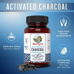 Activated Charcoal | Activated Charcoal Capsules | Supplement for Natural Detoxification | Alleviates Gas & Bloat | Derived from Coconut Shells | Vegan | Non-GMO | Gluten Free | 40 count