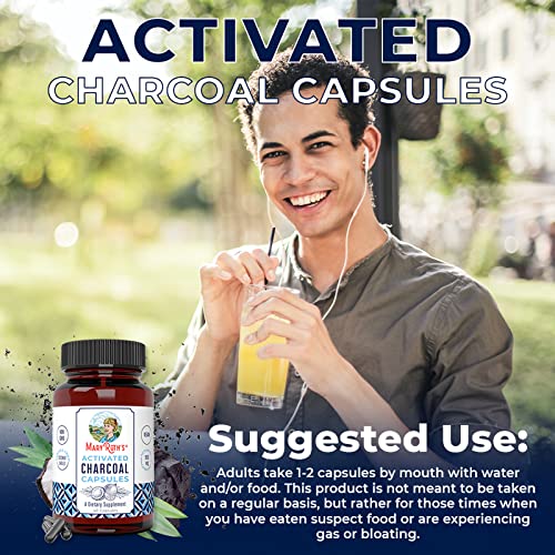 Activated Charcoal | Activated Charcoal Capsules | Supplement for Natural Detoxification | Alleviates Gas & Bloat | Derived from Coconut Shells | Vegan | Non-GMO | Gluten Free | 40 count