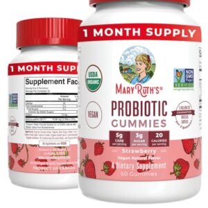 maryruth organics probiotic | usda organic probiotic gummies | probiotic digestive support | immune support | digestive & gut health supplement | vegan | non-gmo | gluten free | 60 count