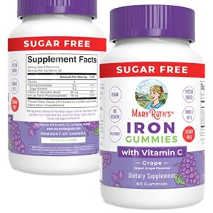 maryruth’s iron + vitamin c gummies for adults | sugar free | gummy iron supplements + vit c for ages 14+ | iron supplement for iron deficiency | immune support | vegan | non-gmo | 60 count