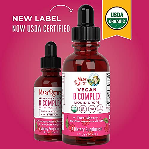 Vitamin B Complex with Biotin | B Complex Vitamin Supplement | 2 Month Supply | Liquid Vitamins for Hair Skin Nails | Energy Support Supplement | Vegan | Non-GMO | Gluten Free | 1 Fl Oz