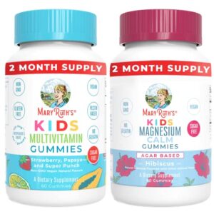 maryruth’s kids multivitamin gummies + kids magnesium calm gummies bundle | 2 month supply | sugar free | kids immune support & development | kids muscle, nerve & gut health | 60 count