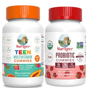 Teen Multivitamin Gummies & USDA Adult Organic Probiotic Gummies Bundle by MaryRuth's | Vitamin C, D and E, B Vitamins | Immune Support | Energy, Skin & Hair | Digestive & Immune Support | Gut Health