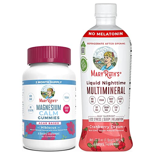 Magnesium Citrate Gummies & Liquid Multimineral (Cranberry) Bundle by MaryRuth's | Magnesium Supplement | Stress Relief, Bone, Nerve, Gut Health | Natural Sleep Support | Vegan Vitamins, Calcium & MSM