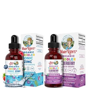 toddler liquid ionic zinc & elderberry syrup usda organic liquid drops for toddlers bundle by maryruth’s | immune support | cellular health | overall health for toddlers.