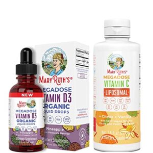 usda liquid vitamin d3 pineapple & liquid vitamin c liposomal bundle by maryruth | immune support | enhanced absorption for men & women, vegan, gluten free, sugar free, non-gmo