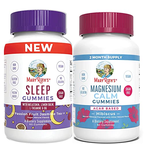 Melatonin Gummies & Magnesium Citrate Gummies Bundle by MaryRuth's | Relaxation & Sleep Support | Stress Relief, Bone, Nerve, Gut Health| Magnesium Supplement | L Theanine, Lemon Balm, and Vitamin B6