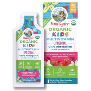 multivitamin for kids usda organic | sugar free kids multivitamin | liquid vitamins for kids | immune support supplement | cognitive health & overall wellness | vegan | 14-0.5 fl oz pouches