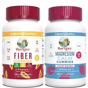 fiber gummies for adults & magnesium citrate gummies bundle by maryruth’s | fiber supplement with prebiotics | gut health & digestion support | magnesium supplement | stress relief, bone, nerve.