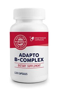 vimergy adapto b complex, 120 servings – high potency with 8 b vitamins, rhodiola & hawthorn berry – supports mental energy, cognition, mood – non-gmo, kosher, vegan, paleo, no gluten, no soy