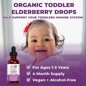 Toddler Multivitamin Gummies & USDA Organic Elderberry Liquid Drops for Toddlers Bundle by MaryRuth's | Vitamin C, D3, Zinc | Overall Health | Vegan | Non-GMO | Gluten Free