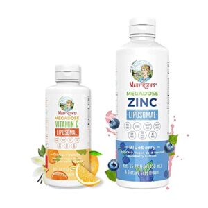 Vitamin C & Zinc Immunity Liposomal Bundle by MaryRuth's | Megadose Vitamin C Liposomal 500mg, 7.6oz | Megadose Zinc Liposomal 18mg, 15.22oz | Vegan, Non-GMO