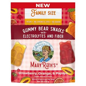 maryruth’s gummy bears snacks | delicious gummies with electrolytes and fiber | gummy candy made with organic cane sugar | variety pack | vegan | gluten free | non-gmo | family size | 240g