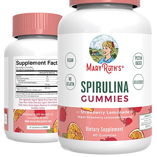 Spirulina Gummies MaryRuth's | Made with Organic Spirulina | Superfood Gummies for Ages 4+ | Vegan | Non-GMO | 60 Count