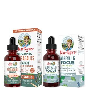 usda organic astragalus root liquid drops & usda organic adults adrenal & focus support bundle by maryruth’s | immune support, focus, and cardiovascular support | ginkgo biloba | brain & memory drops