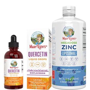 Quercetin Liquid Drops & Zinc Liposomal Bundle by MaryRuth's | Immune Support | Immune Defense | Inflammation Support | Cellular Health | Skin Care Supplement, Vegan, Non-GMO, Gluten Free.