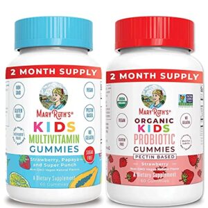 kids multivitamin gummies & kids probiotic usda organic gummies bundle by maryruth’s | kids immune support | kids digestive & gut health supplement