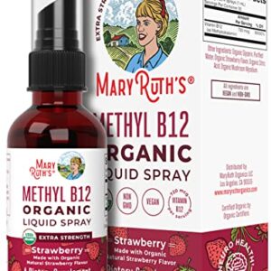 Vitamin B 12 Spray | USDA Organic Liquid B12 Spray for Nerve Function & Energy Boost | Sugar Free | Non-GMO, Vegan, Gluten Free | Strawberry | 1 Fl Oz (Pack of 1)