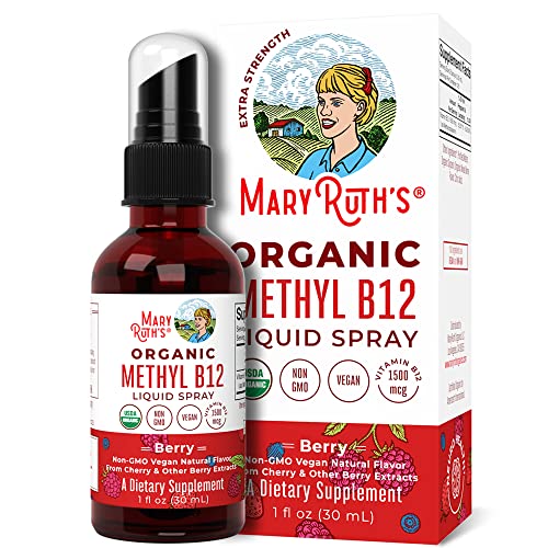 Adult Iron Gummies & Vitamin B12 Spray (Berry) by MaryRuth's | Iron Supplement for Iron Deficiency for Adults | Nerve Function & Energy Boost Supplement