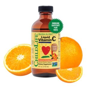 childlife essentials liquid vitamin c – immune support, vitamin c liquid, all-natural, gluten-free, allergen free, non-gmo, high in antioxidants – orange flavor, 4 ounce bottle