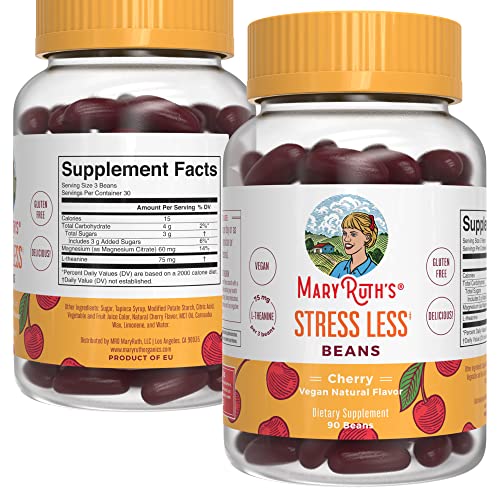 Stress Relief Vita-Beans for Adults & 5-in-1 Immunity Gummies Cherry Bundle by MaryRuth's | Magnesium Citrate & L-Theanine | Natural Calm, Relaxation, Stress and Mood Support | Immune Support