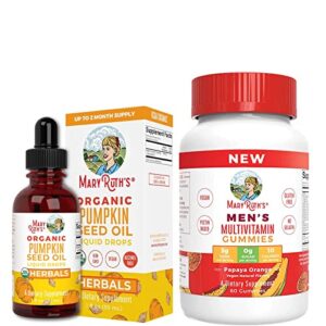 pumpkin seed oil & men’s multivitamin gummies bundle by maryruth | urinary tract support & hair growth herbal drops | vegan mens daily multivitamins for immune support, non-gmo, gluten free