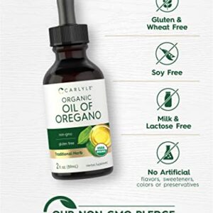 Carlyle Organic Oil of Oregano | 2 fl oz Liquid | Vegan, USDA Certified | Non-GMO, Gluten Free Drops