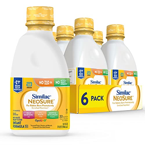 Similac NeoSure Premature Post-Discharge Infant Formula, Ready-to-Feed Baby Formula, 32-fl-oz Bottle, Pack of 6