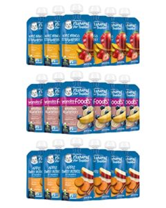 gerber baby food pouches, toddler 12+ months, assorted fruit variety pack, 3.5 ounce (set of 18)