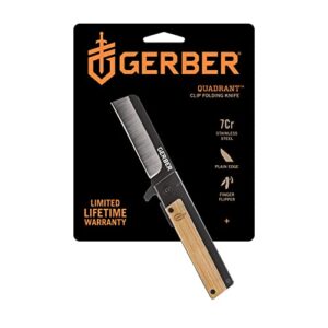 gerber gear 31-003731 quadrant pocket folding knife, with pocket clip, edc gear, 2.7 inch blade, bamboo