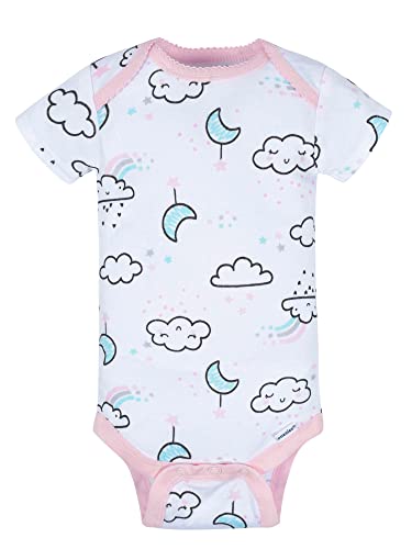 Gerber Baby 8-Pack Short Sleeve Onesies Bodysuits, Clouds, 0-3 Months