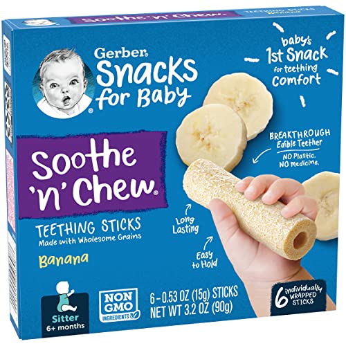 Gerber Soothe n Chew Teething Sticks, Banana, 6 CT