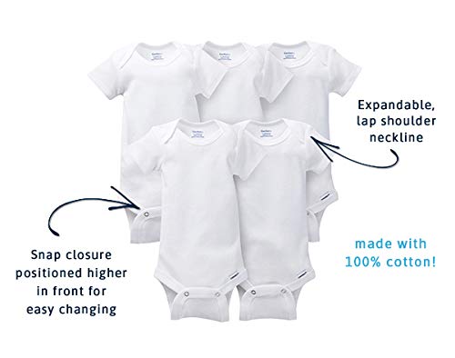 Gerber Baby 8-Pack Short Sleeve Onesies Bodysuits, Solid White, 24 Months