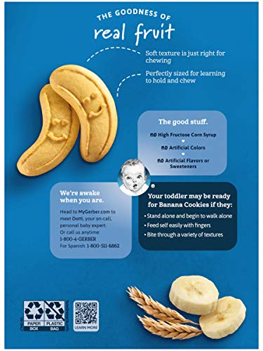 Gerber Toddler Banana Cookies, Baked with Real Bananas, 5 oz. Box (Pack of 5)