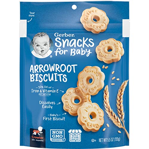 Gerber Snacks for Baby Arrowroot Biscuits, 5.5 Ounce Pouch