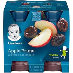 gerber juice, todder 12+ months, apple prune, 4 oz (pack of 4)