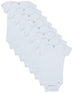 gerber baby 8-pack short sleeve onesies bodysuits, solid white, 3-6 months