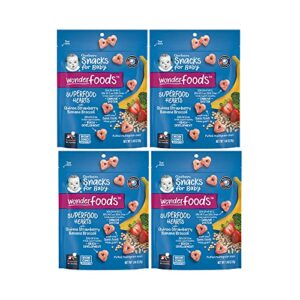 gerber baby food, crawler, wonderfoods, superfood hearts, quinoa strawberry banana & broccoli, 1.48 ounce (pack of 4)