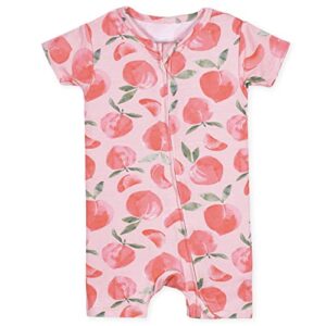 gerber unisex baby buttery soft short sleeve romper with viscose made from eucalyptus, just peachy, 3-6 months