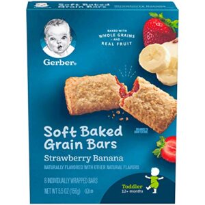 gerber snacks for toddler soft baked grain bars, strawberry banana, 5.5 ounce