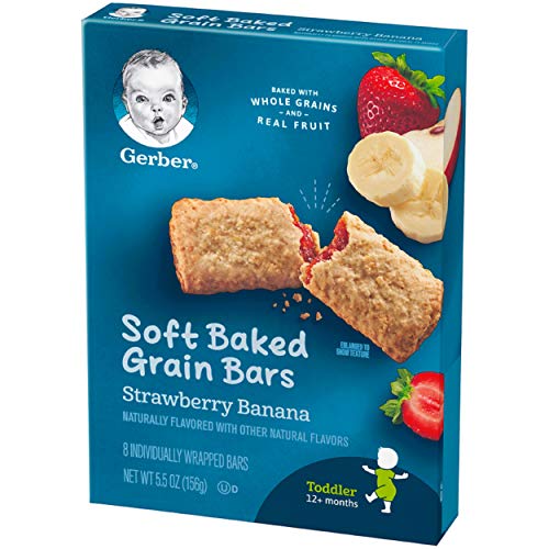 Gerber Snacks for Toddler Soft Baked Grain Bars, Strawberry Banana, 5.5 Ounce