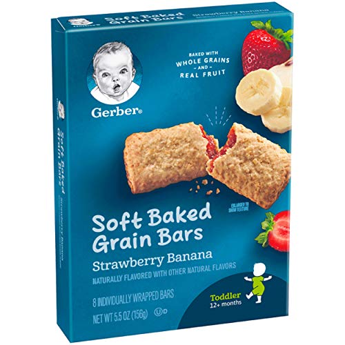 Gerber Snacks for Toddler Soft Baked Grain Bars, Strawberry Banana, 5.5 Ounce