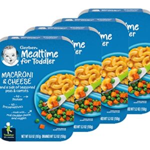 Gerber Mealtime for Toddler Macaroni & Cheese with Side of Seasoned Peas & Carrots, Made with Real Cheddar Cheese & Farm Grown Veggies, 6.6 OZ (Pack of 4)