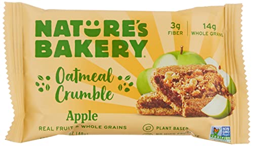 Nature's Bakery Oatmeal Crumble Bars, Apple, Real Fruit, Vegan, Non-GMO, Breakfast bar, 1 Box With 6 Packs, 6 Count