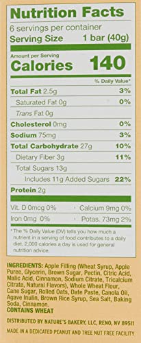 Nature's Bakery Oatmeal Crumble Bars, Apple, Real Fruit, Vegan, Non-GMO, Breakfast bar, 1 Box With 6 Packs, 6 Count